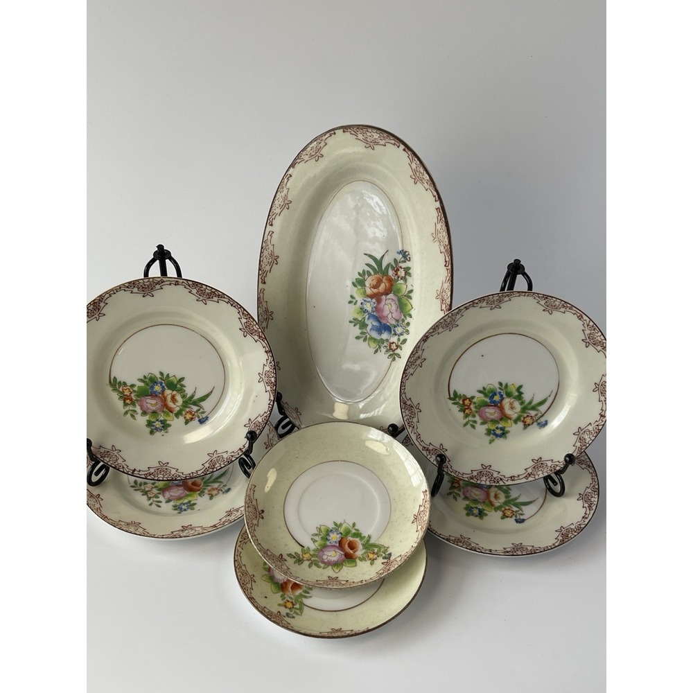 Vintage 1940s Porcelain Children's Tea Party Dishes‎ Lot Of 7 Occupied Japan